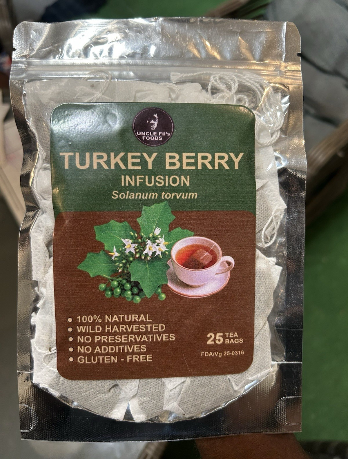 Uncle Fii’s Foods Turkey Berry Infusion Herbal Tea Bags, 25 Count, Gluten Free