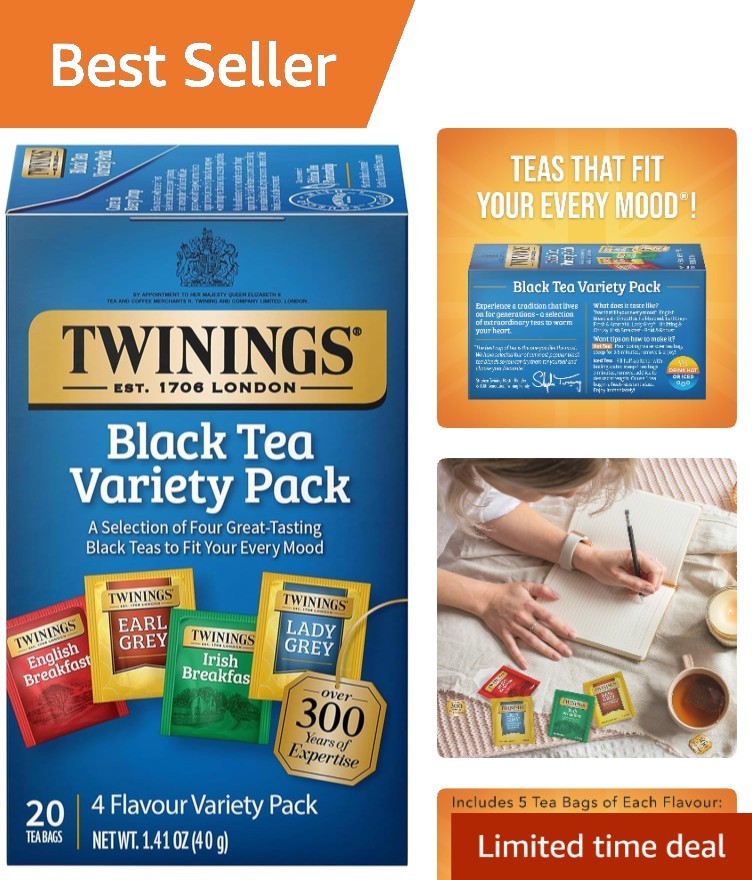 Gourmet Black Tea Bags Collection – 20 Count Selection of Classic Flavors