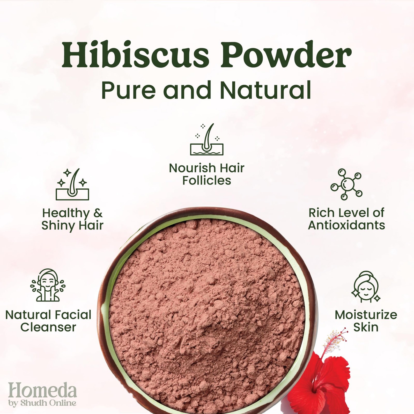 Organic Hibiscus Powder for Hair Growth (7 oz – 7.05 Ounce (Pack of 1), Pink