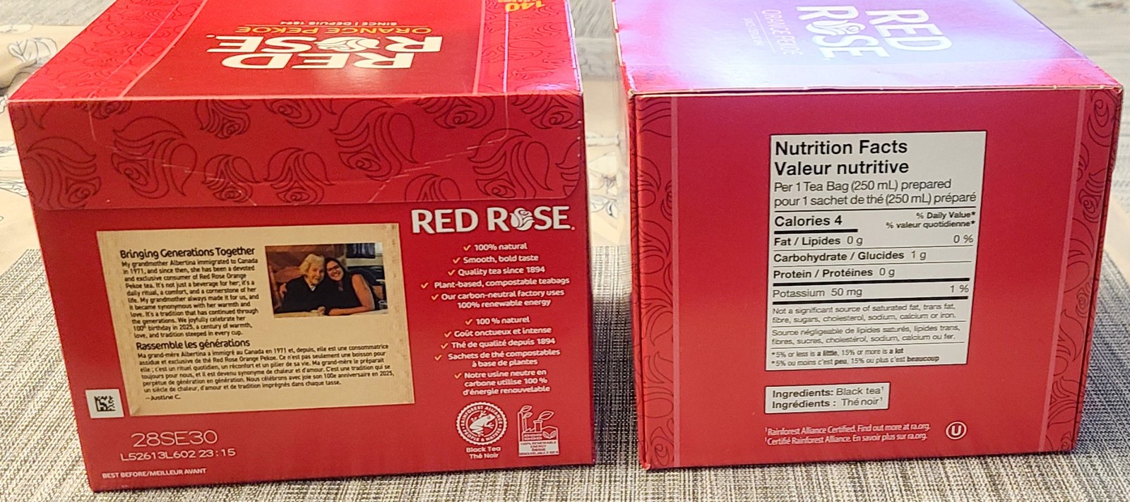 Red Rose Tea Bags 280 (2 x 140) Orange Pekoe 100% Natural Canada Fresh Stock