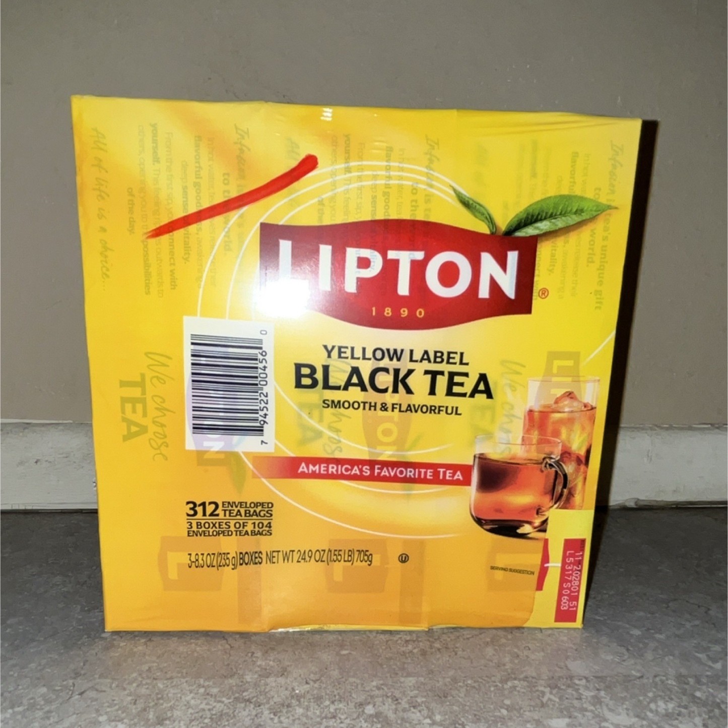 Lipton Yellow Label Black Tea 312 Bags Bagged Pantry 24.9 oz