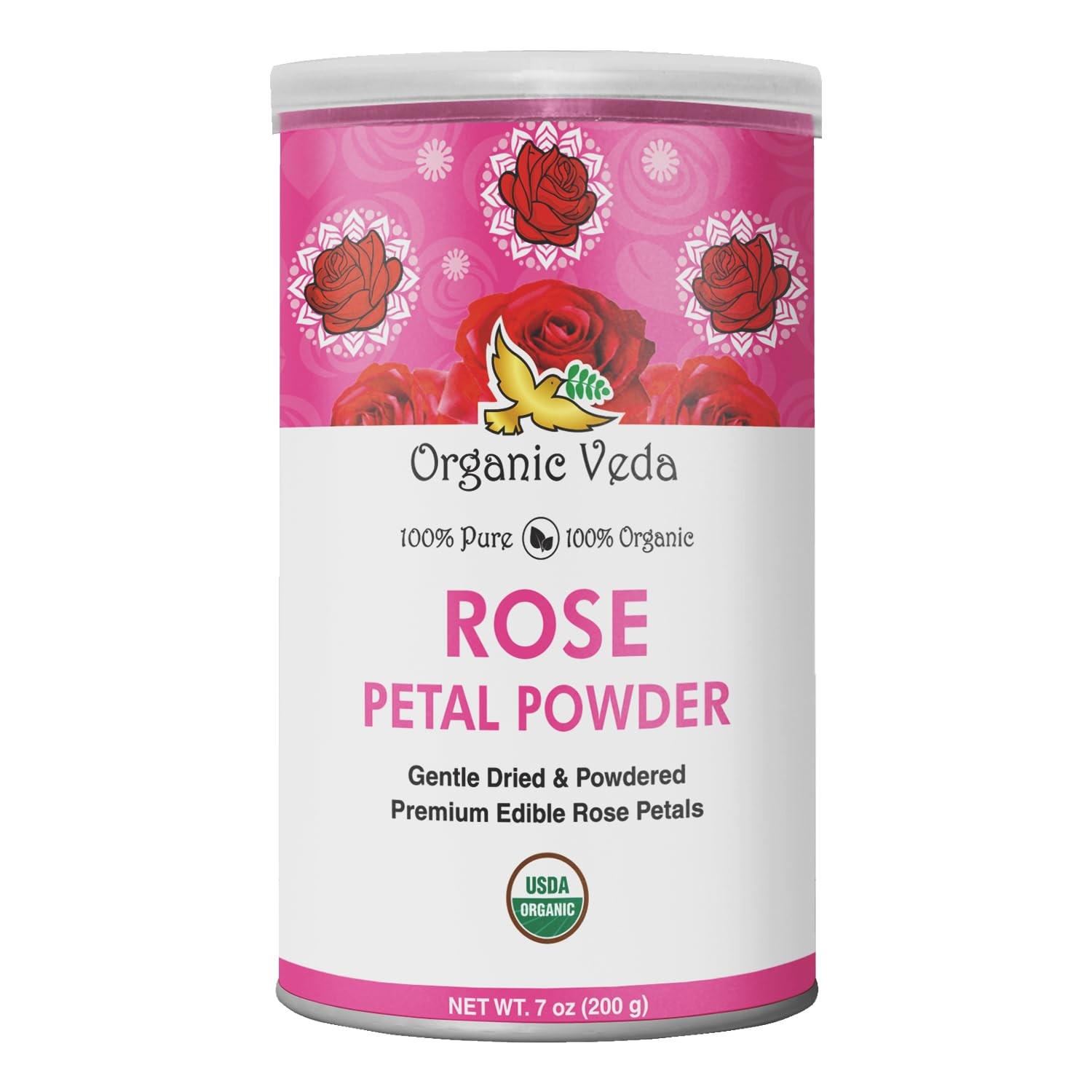 Organic Rose Petal Powder 7oz – Edible for Cooking Tea Smoothies Vegan