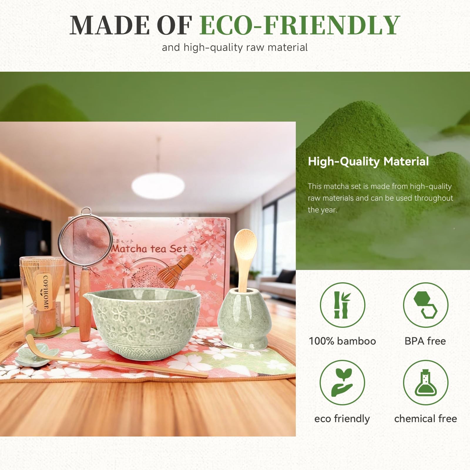 Matcha Whisk Set, Japanese Tea Ceremony Utensils (8 PCS) with Matcha Bowl wit…