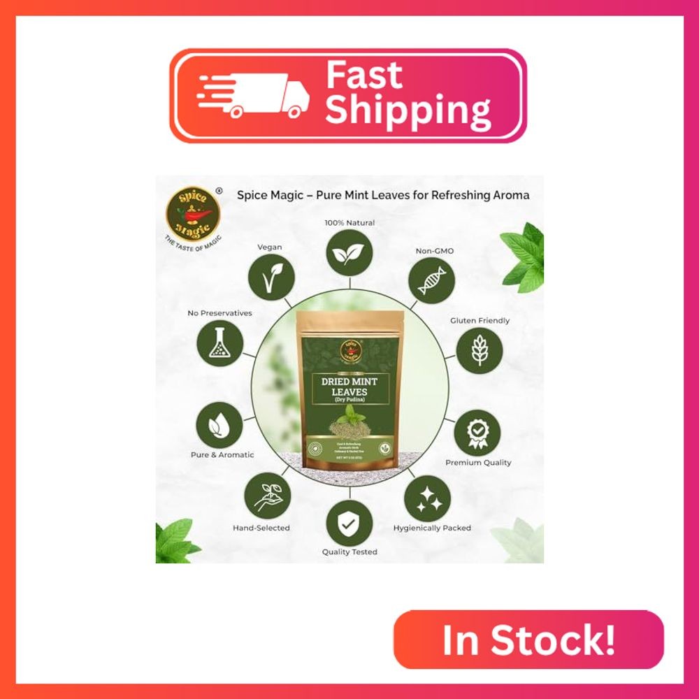 Spice Magic Dried Mint Leaves (Peppermint) 2oz (57g) Cut & Sifted | All-Natural