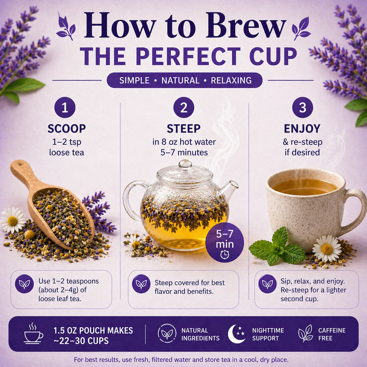 Loose Leaf Herbal Tea– Sleep Stress Anxiety Detox, Digestion Teas, Caffeine Free