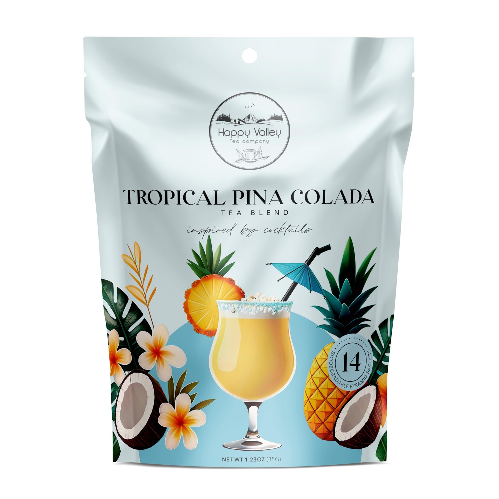 Tropical Pina Colada White Tea Blend by – 14- Satchel – Cocktail-Inspired – E…