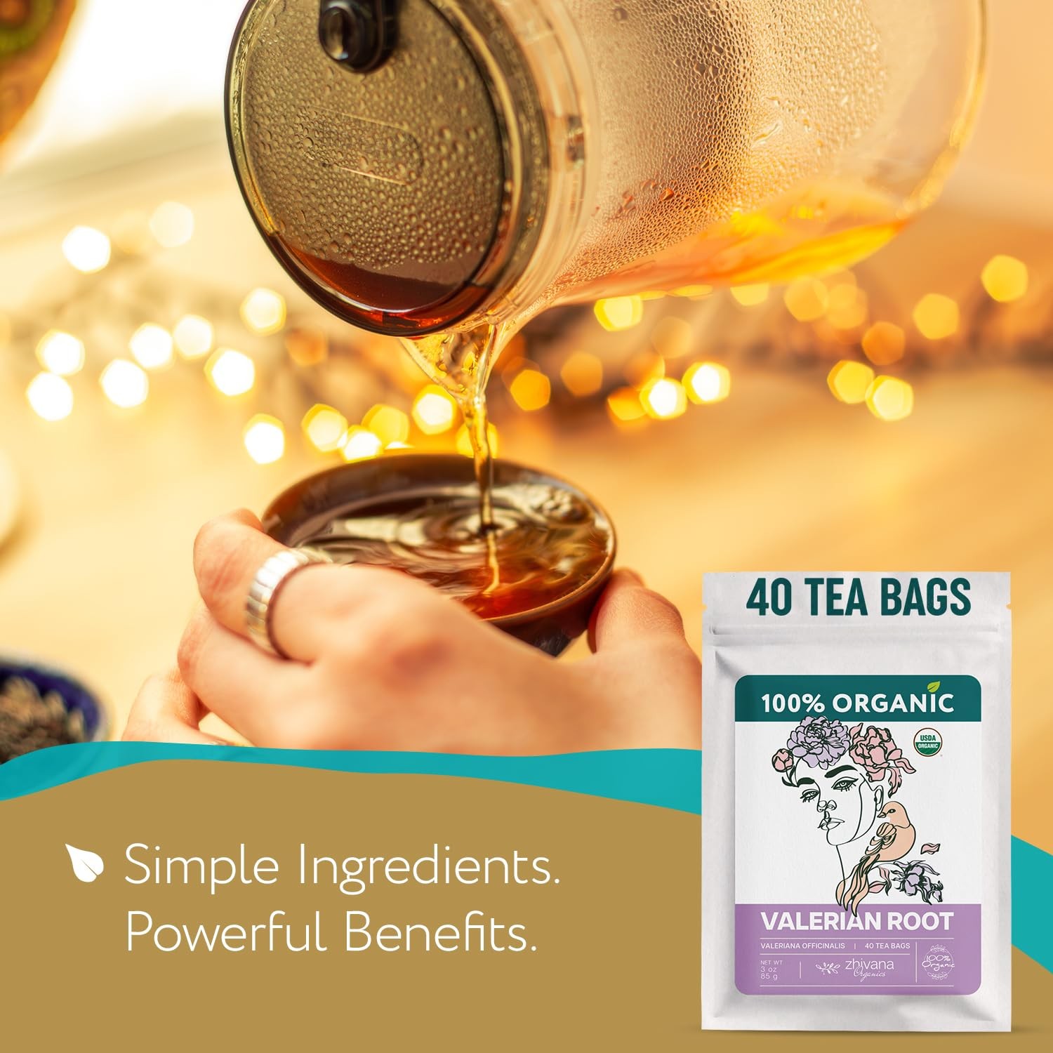 Valerian Root Tea Organic 40 Tea Bags Valeriana Herb – Calming Herbal Infusi…