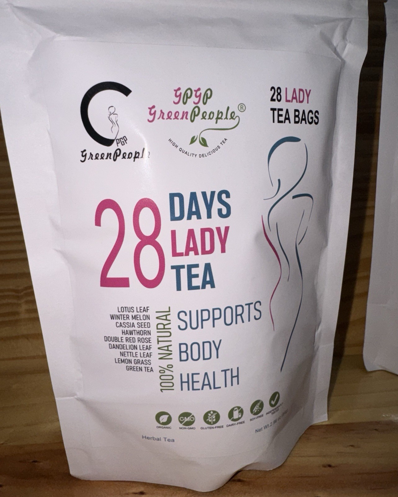 GPGP GreenPeople 28 Days Lady Tea – 56 Tea Bags Total | Exp: 04/2027 New/Sealed