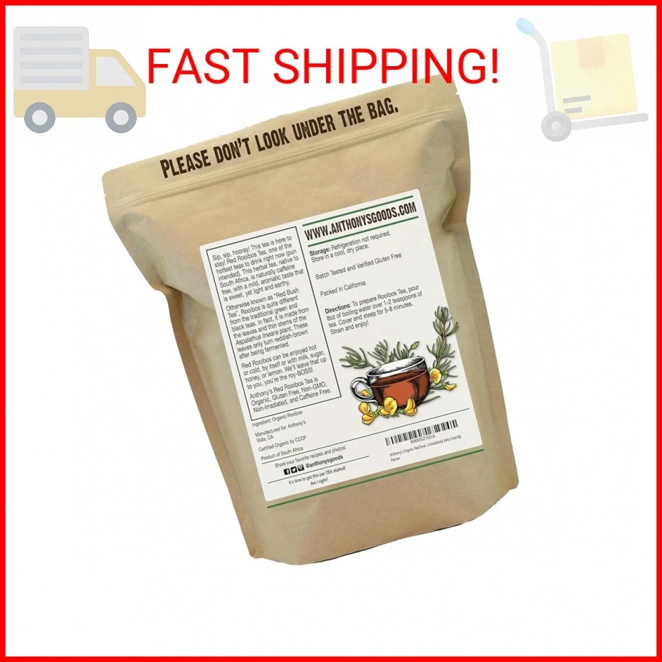 Anthony’s Organic Red Rooibos Loose Leaf Tea, 1 lb, Gluten Free, Non GMO, Non Ir