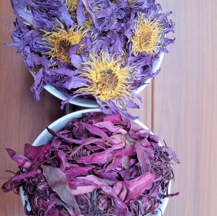 Blue,Red & White Lotus Flower Nymphaea Caerulea Natural Dry Herbal 3oz (1oz×3)