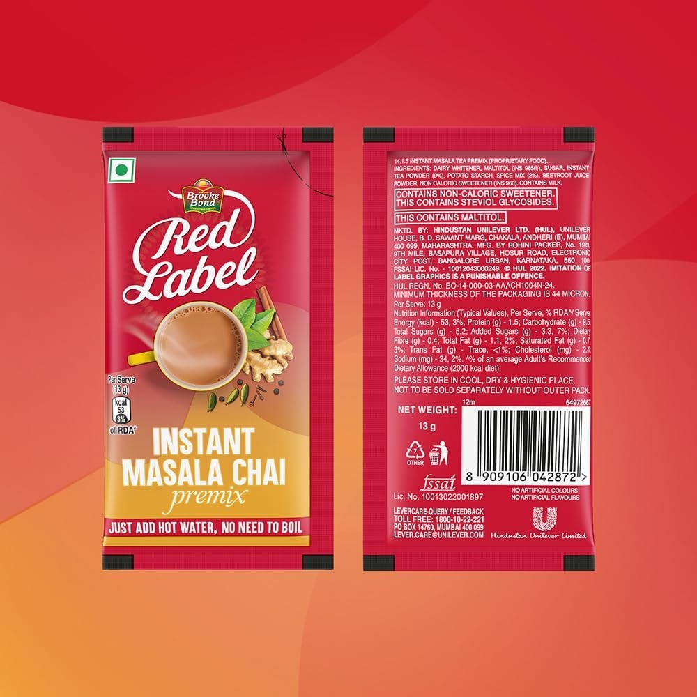 5X Red Label Instant Masala Chai Premix – 13g*10 sachets | Instant Tea Premix