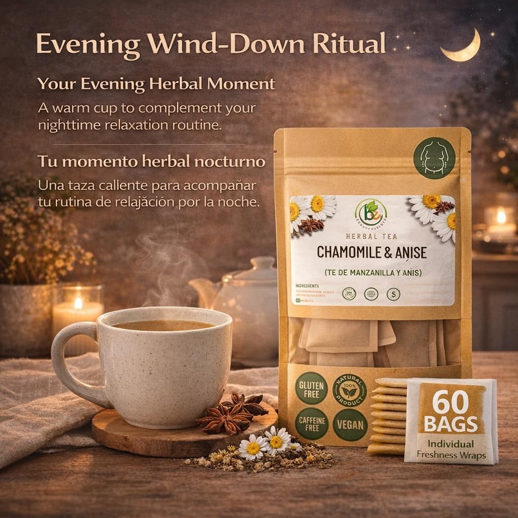 Manzanilla & Anís Té (Chamomile & Anise) – 60 Tea Bags – 100% Natural, Vegan, He