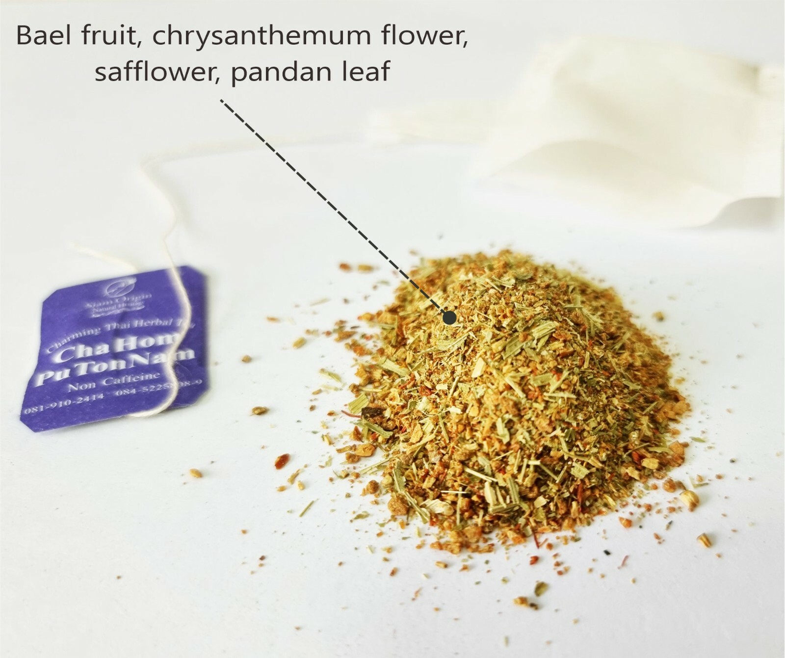 CHAHOM PuTonNam Thai Herbal Tea Non-Caffeine Formula1 2grams/50 tea bags