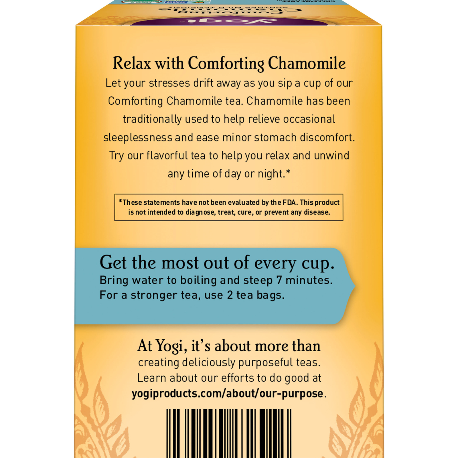 Yogi Tea – Comforting Chamomile Tea (4 Pack) Caffeine Free – 64 Organic Tea Bags
