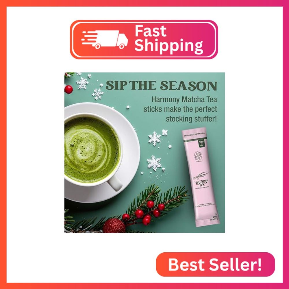 The Harmony Matcha Lavender (10 Sticks) Premium Japanese Matcha Powder, Rich in