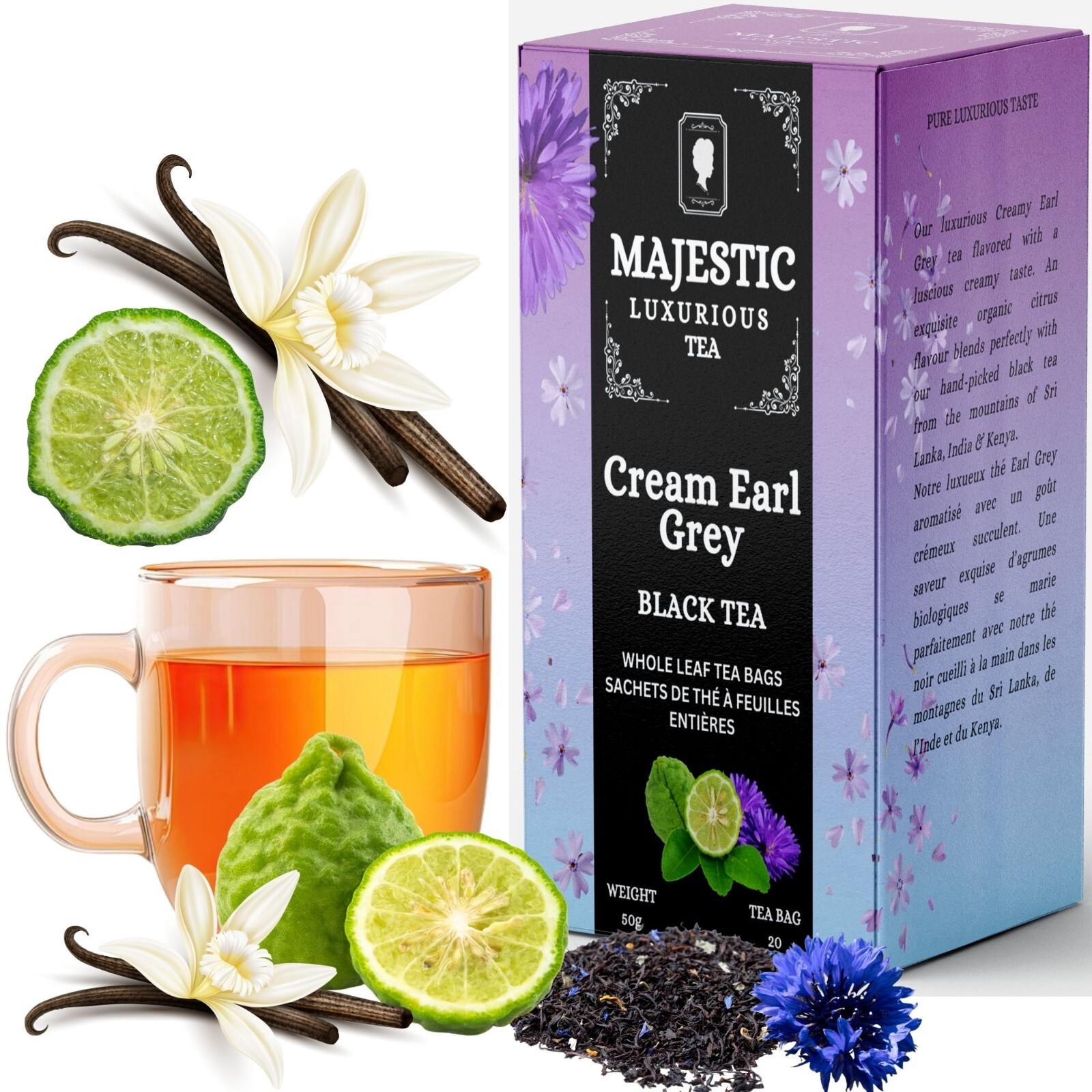 Majestic Tea| CREAM EARL GREY| English Classic| Citrusy With Vanilla Flavor