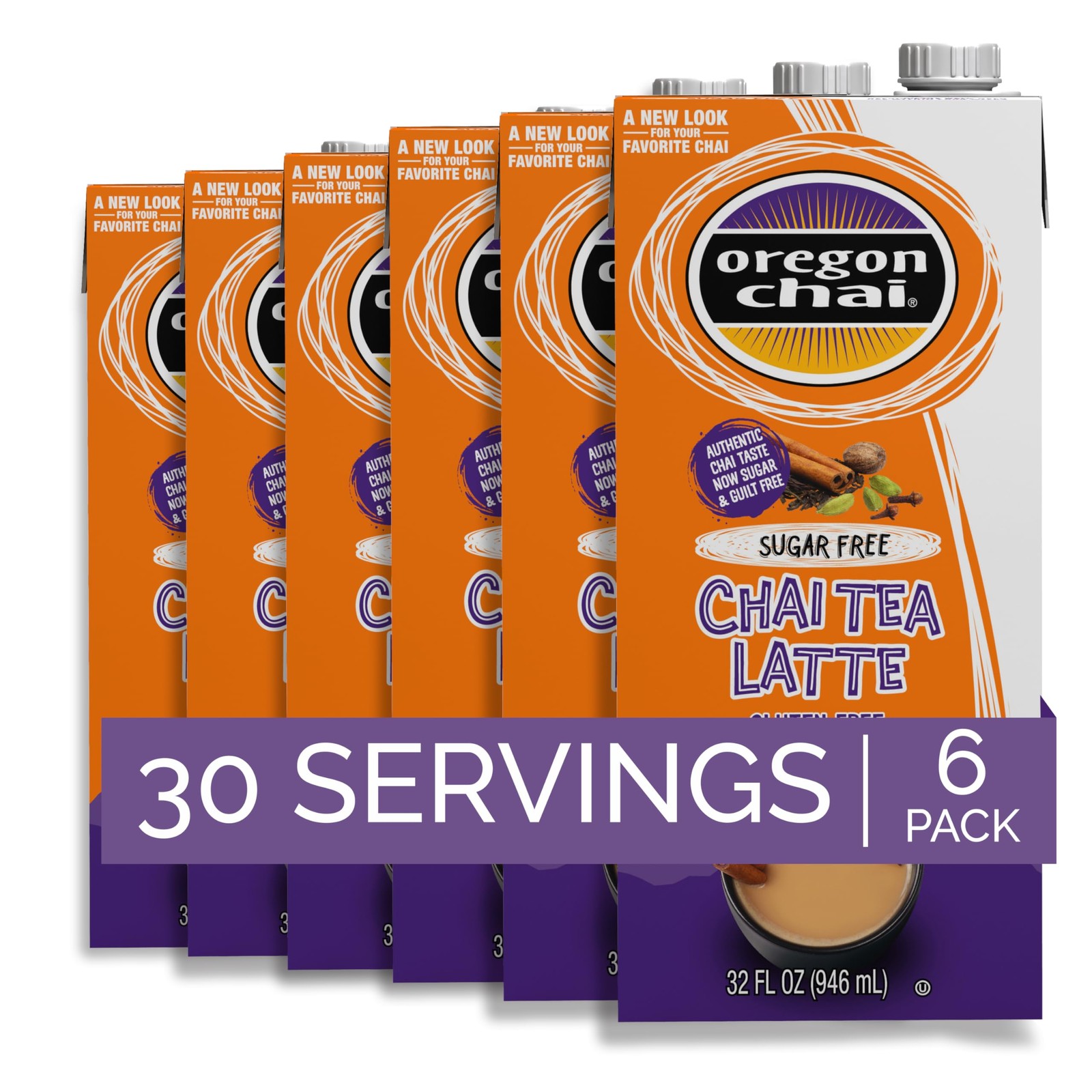 Oregon Chai Sugar Free Chai Concentrate, 32 Fluid Ounce (Pack of 6)