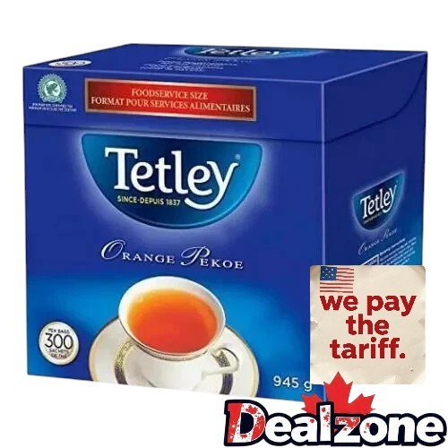 Tetley Orange Pekoe Black Tea – 300 Bagged Tea Box 945g New Sealed Canada
