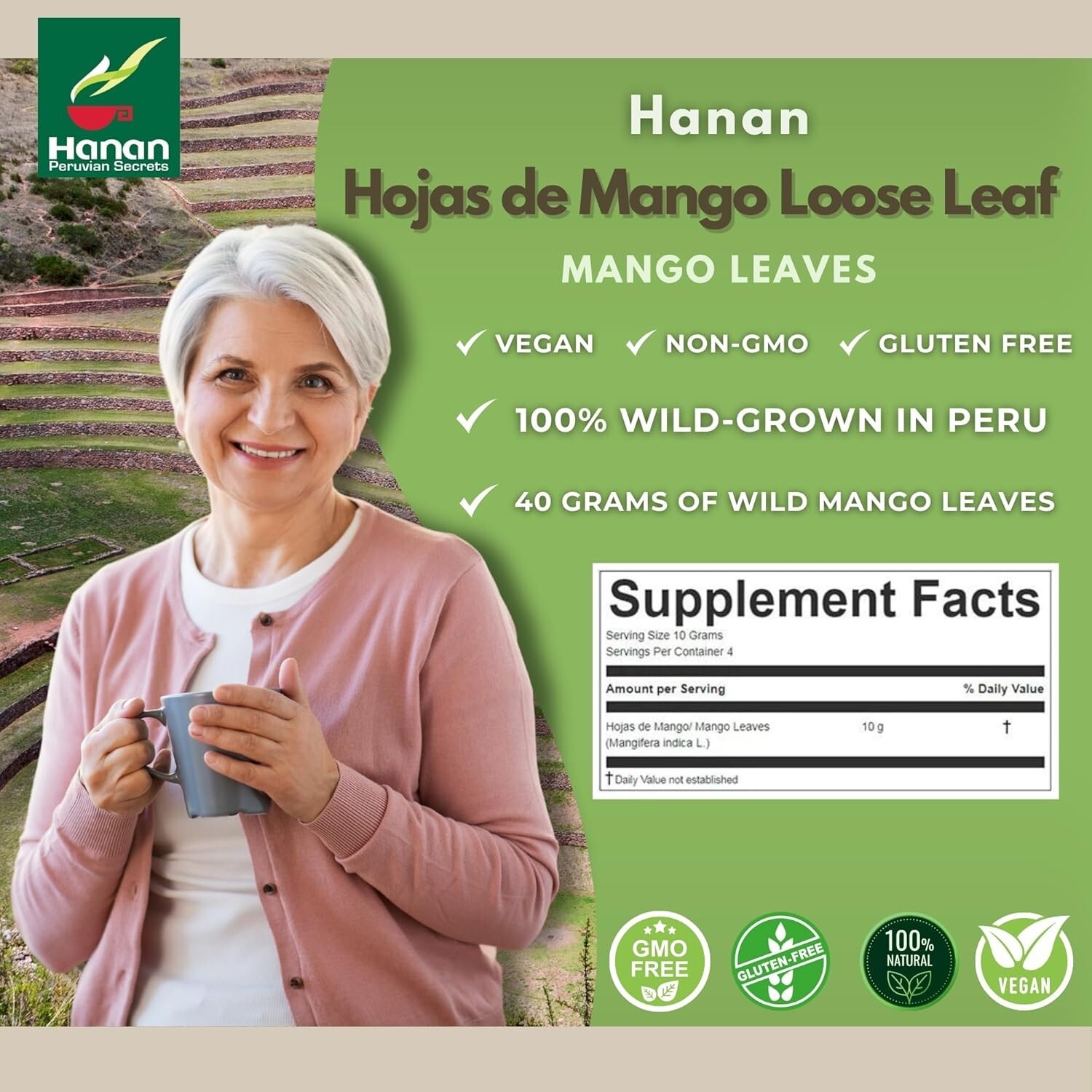 Te de Mango 40g –100% Natural Mango Loose Leaf Tea Natural Herbal Tea from Peru
