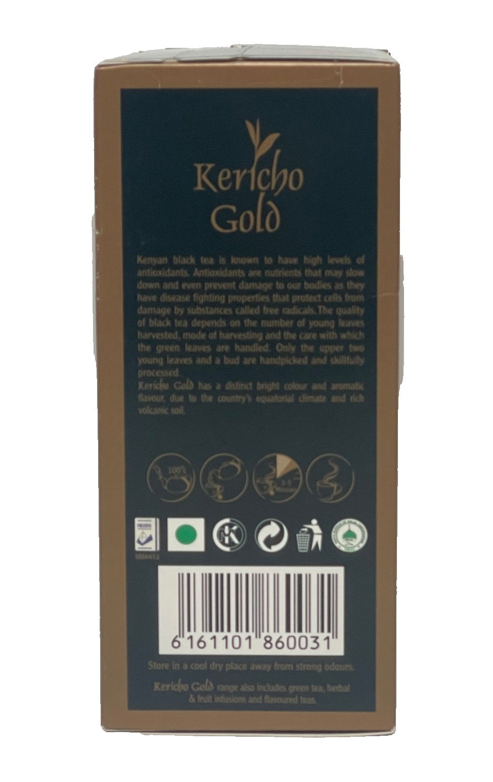 Kericho Gold Premium Black Pure Kenya Tea Bags 100 Pieces String & Tag Fairtrade