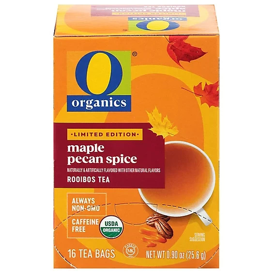 O Organics MAPLE PECAN SPICE Rooibos 16-Tea Bags Limited Edition ** BB 1/2027 **