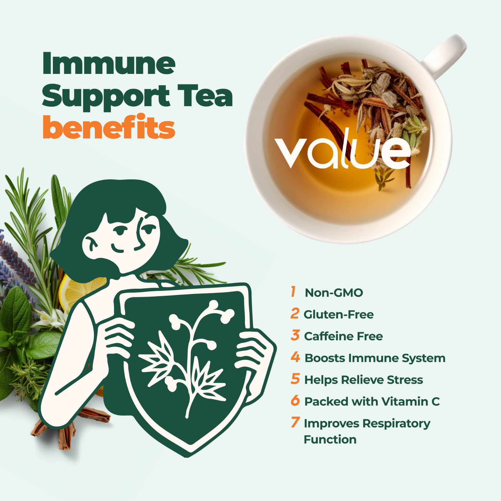 Health Support Tea Rich in Vitamins 100% Natural Herbal Tea, 60 bags, USA seller