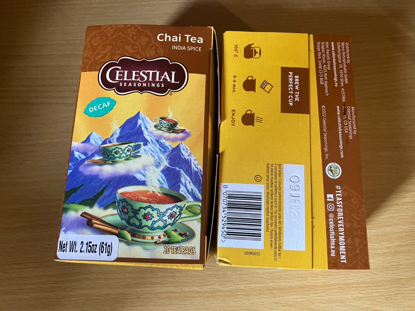 Lot 2 Celestial Decaf India Spice Chai Black Tea 40 Bag Brew Christmas Free Ship