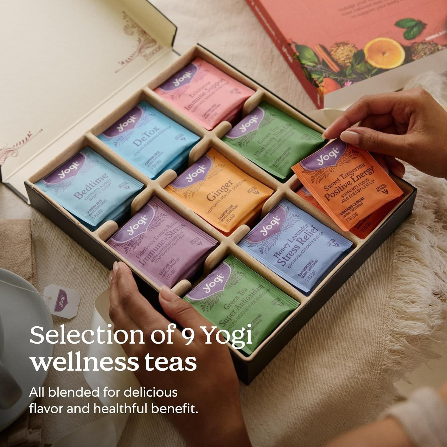 Delicious Organic Tea Sampler with 45 Bags – Perfect Gift Box for Tea Lovers