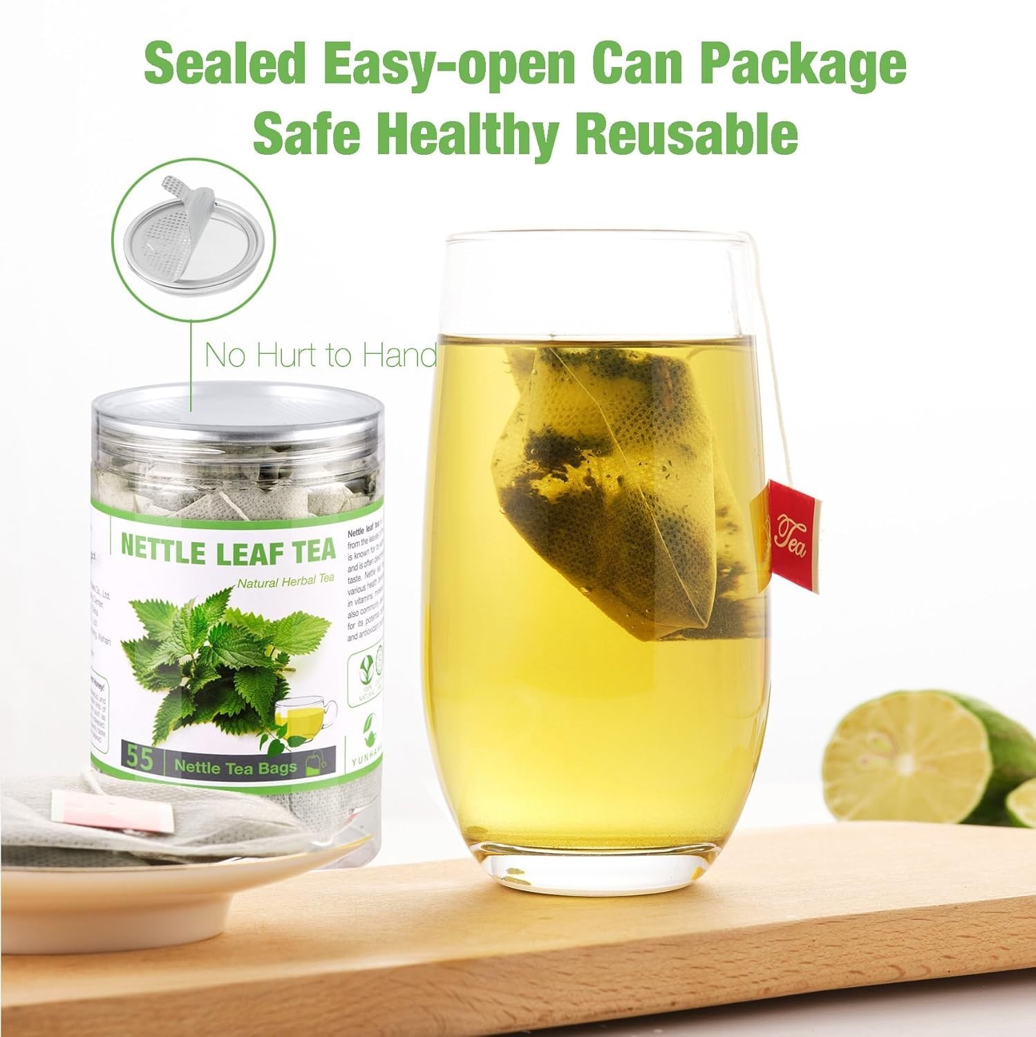 55 Nettle Leaf Tea Bags, 100% Natural & Pure Stinging Nettle Tea, Dried Nettle H