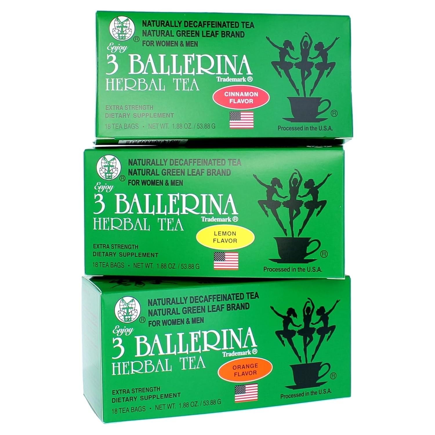 3 Ballerina Herbal Detox Tea – 3 Pack Sampler (Lemon/Orange/ Cinnamon)