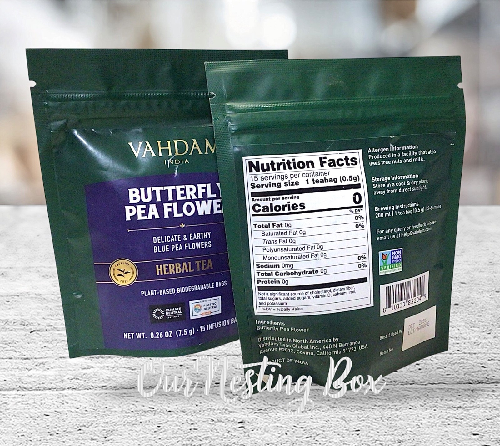 2 Vahdam India Butterfly Pea Flower Herbal Tea 30 Plant Based Biodegradable Bags