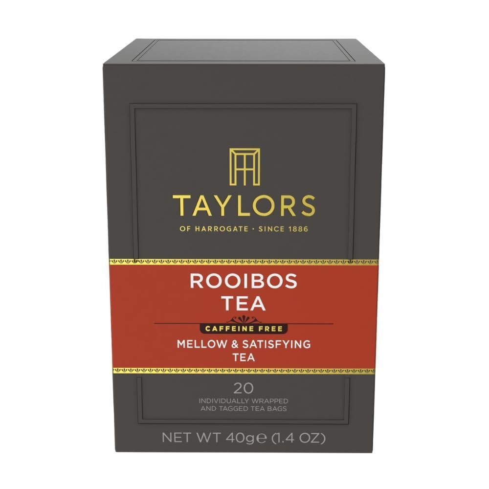 20 Count Rooibos Tea Bags – Naturally Caffeine-Free Herbal Delight, Hot or Iced