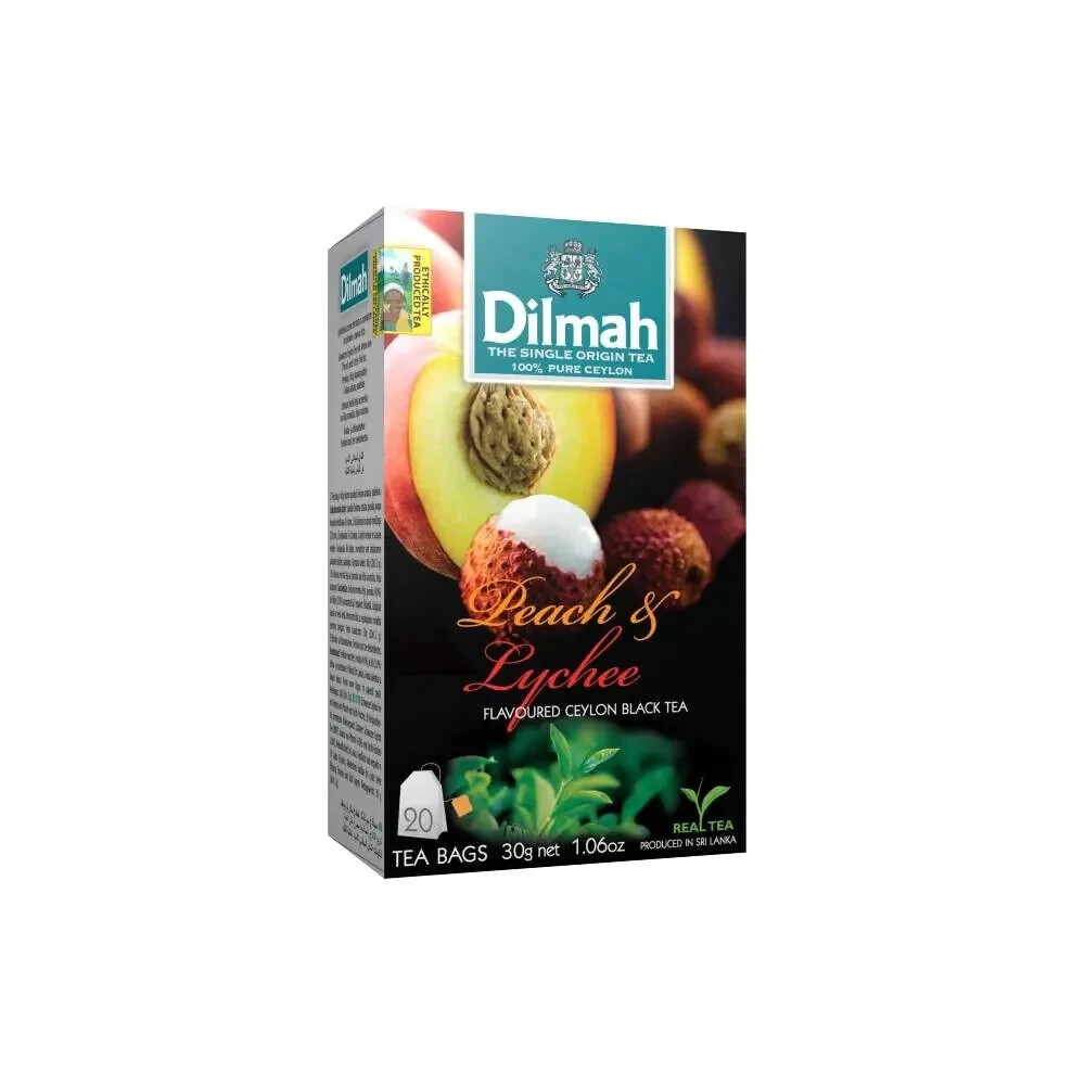 Dilmah FUN Peach & Lychee Ceylon Black Tea-20 Free Shipping World Wide