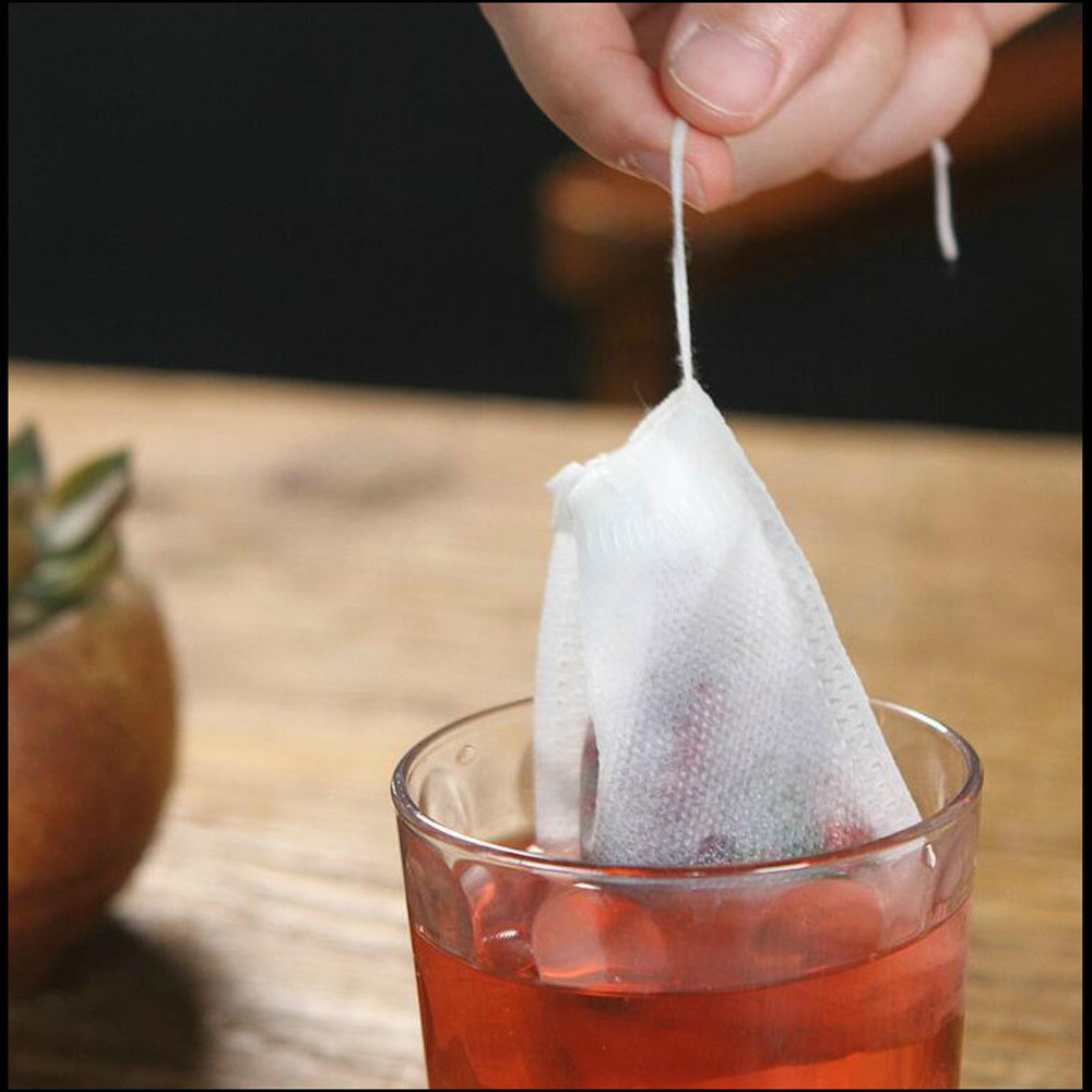 100pcs Non-woven Tea bag Filter Empty Teabags Herb Loose Drawstring Bag 7x9cm