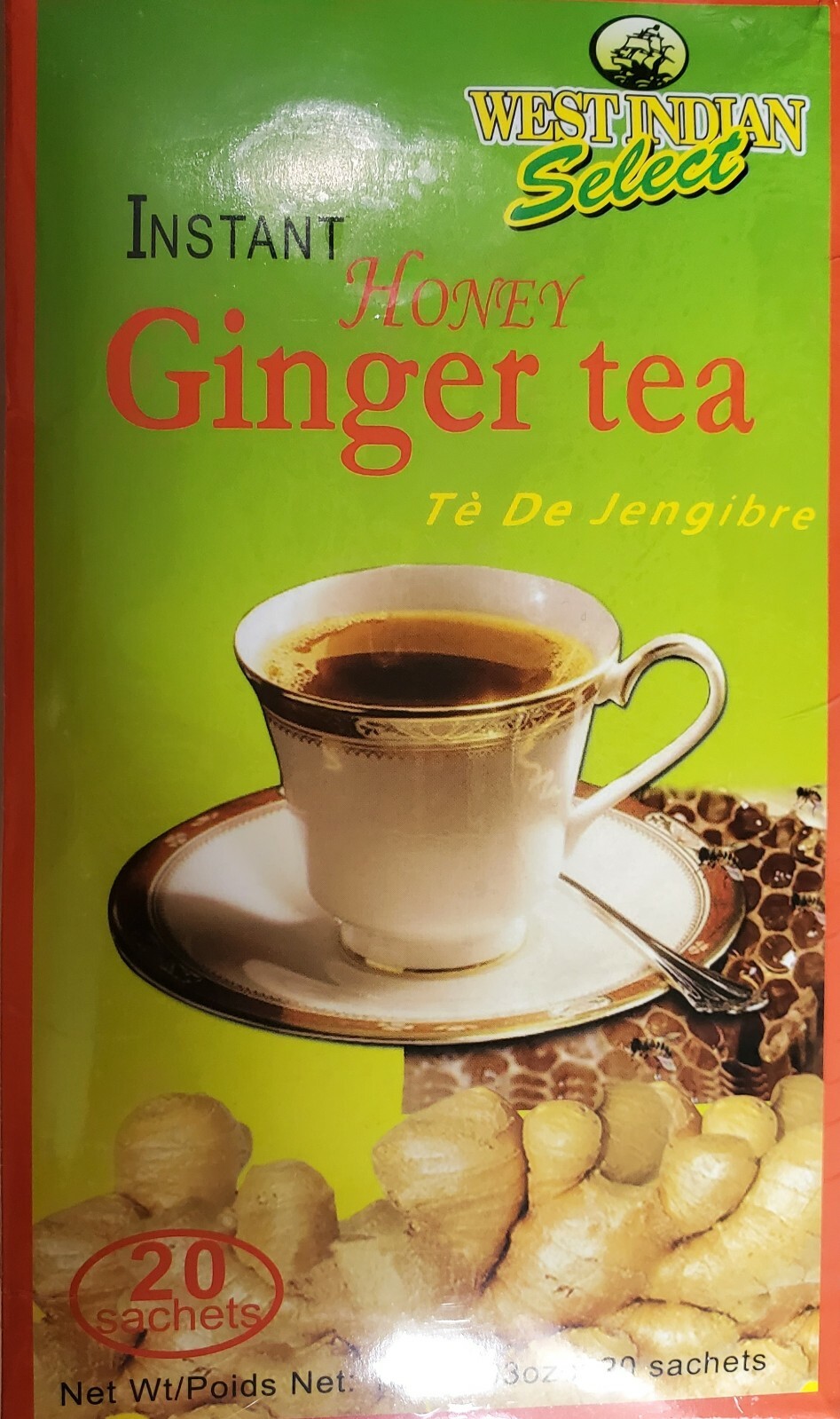 West Indian Ginger Tea Instant Honey Crystals Ginger Tea 20 sachets