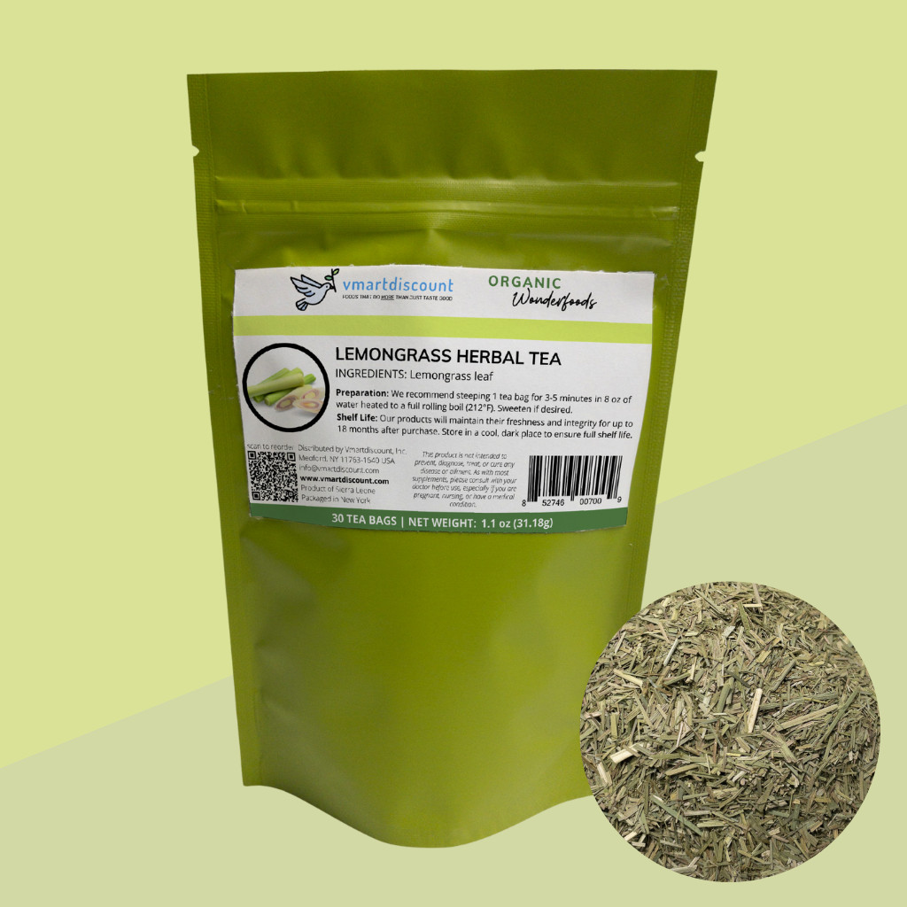 Lemongrass Premium Herbal Tea (30 Tea Bags), Antioxidants, All Natural Diuretic