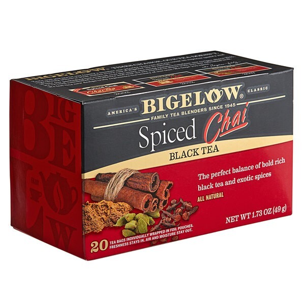 Bigelow 20-Tea Bags SPICED CHAI Black Tea Individually Wrapped *** BB 9/2027 ***