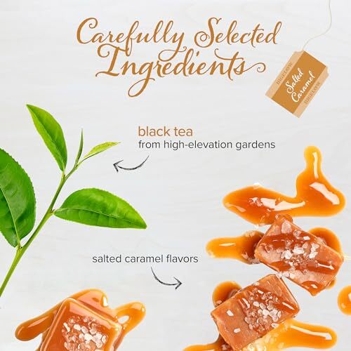 Salted Caramel Black Tea, Caffeinated, 18 Count (Pack of 6), 108 Total Tea Bags