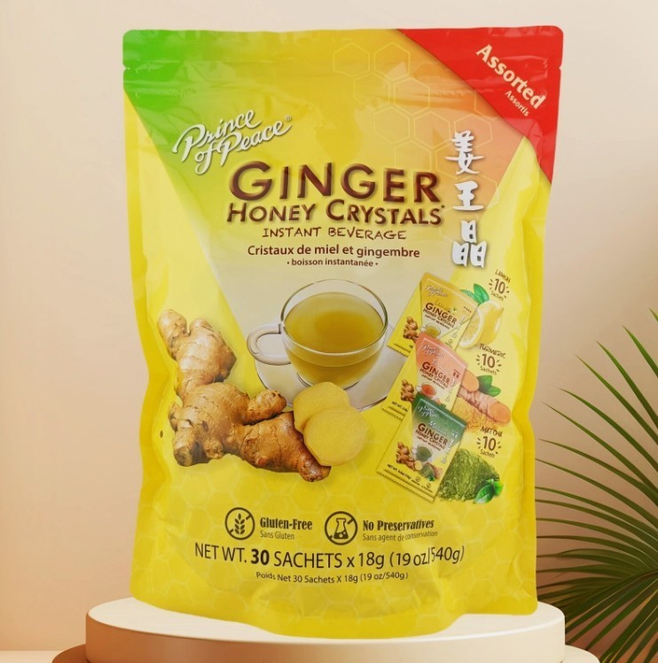 Prince of Peace Ginger Instant Honey Crystals Tea 30 Sachets Assorted Flavors