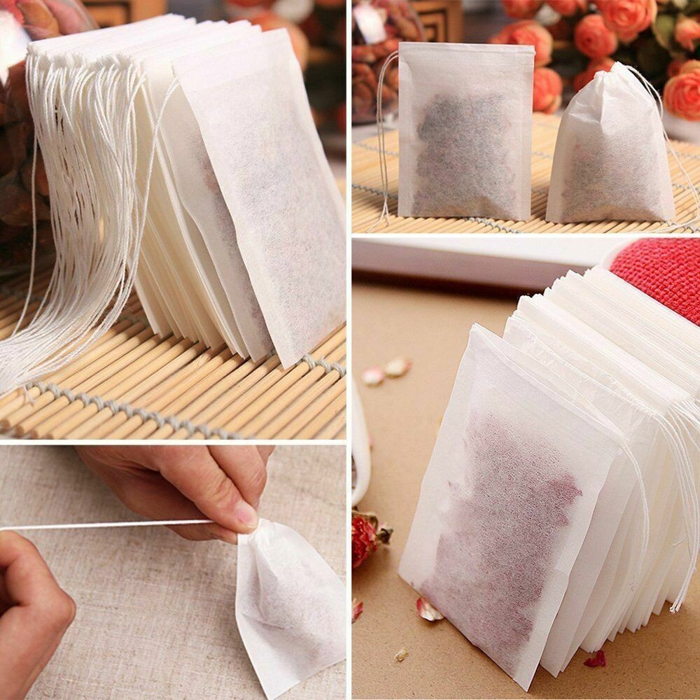 50/100pcs Tea Bags Empty Non-woven Drawstring Teabag Herb Loose Tea Filter Lot