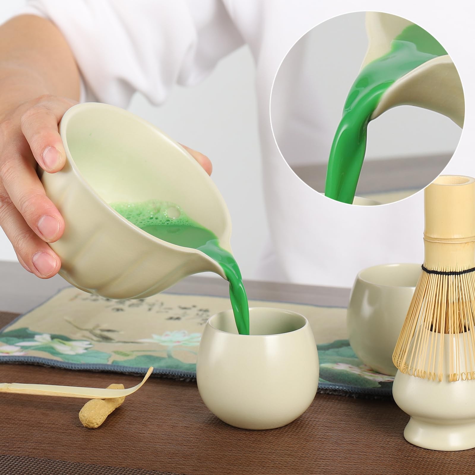 10 PCS Matcha Whisk Set 13 Oz With 2 Cups Complete Kit For Tea Ceremony