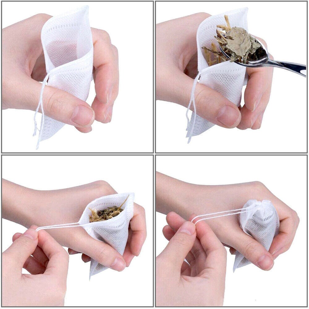 50/100pcs Tea Bags Empty Non-woven Drawstring Teabag Herb Loose Tea Filter Lot