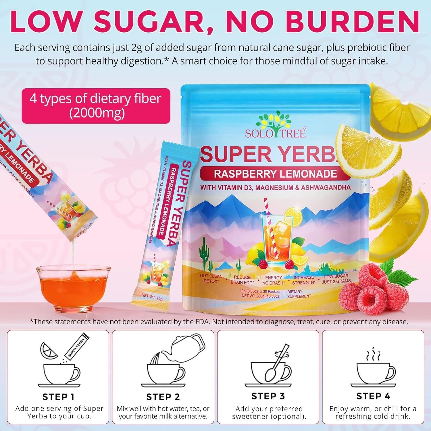 Super Yerba Mate Instant Tea Powder Energy Focus USA Made 60 Servings 2 pack