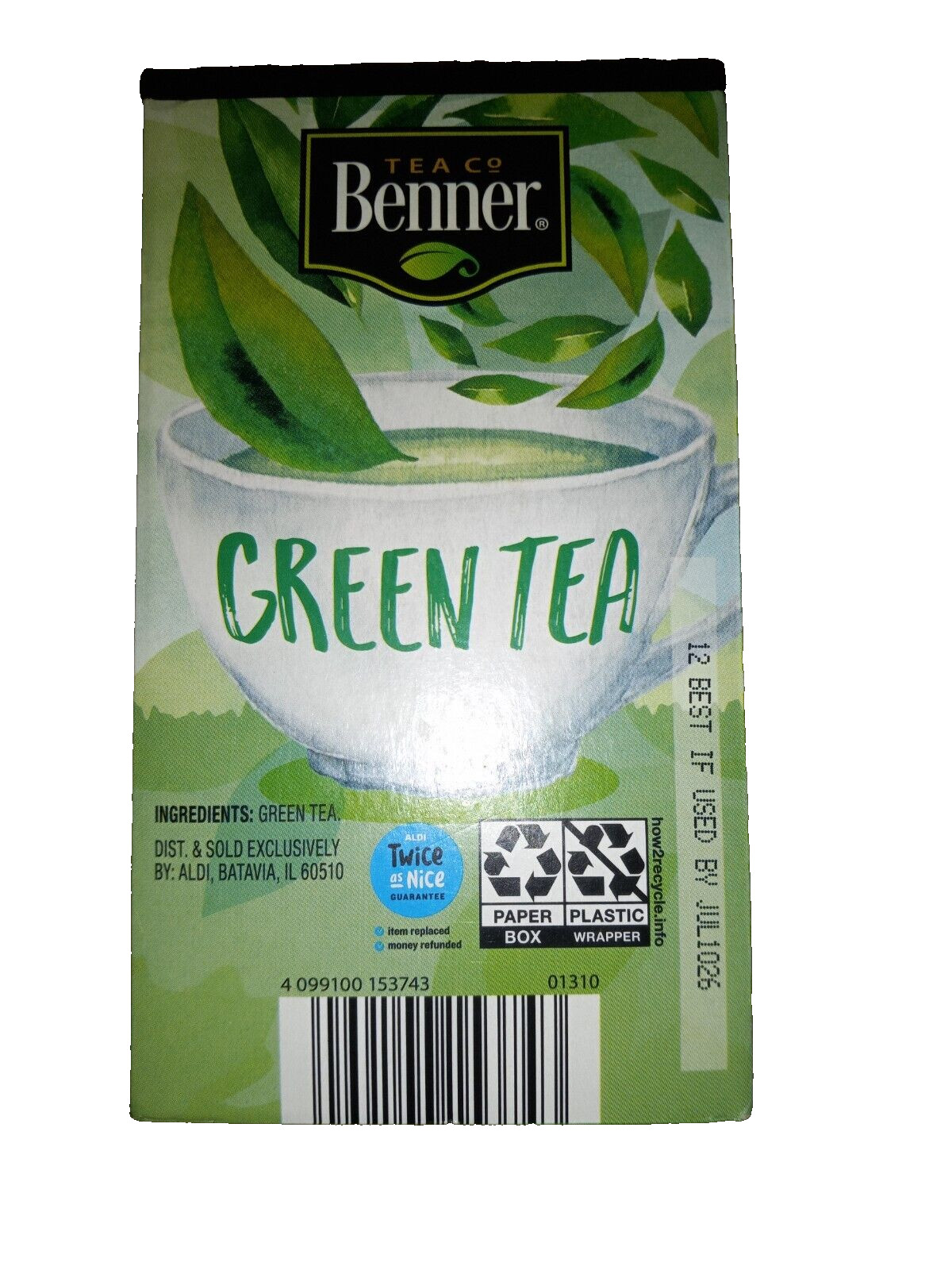 Benner Green Tea 20 bags one box B.B. 12/10/2027 Net Wt 1.06oz