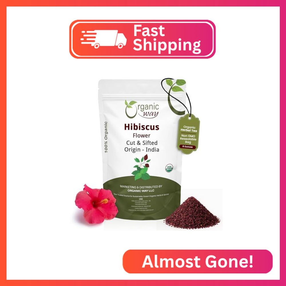 Organic Way Dried Hibiscus Flower Cut & Sifted(Hibiscus rosa-sinensis) | Herbal
