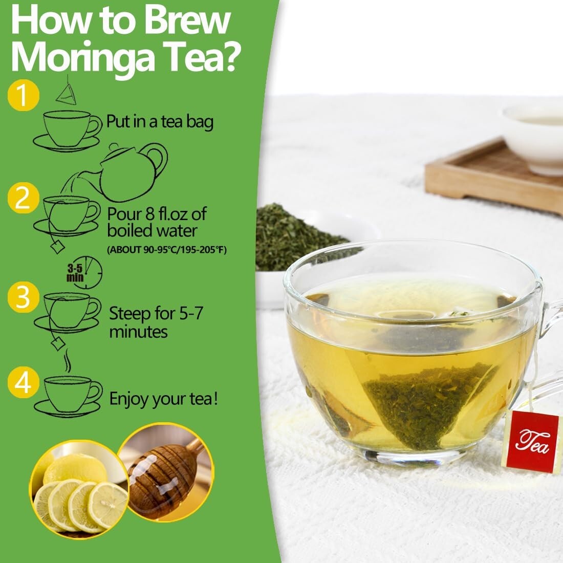 Premium Moringa Tea – 135 Bags, 100% Pure Leaves, Natural & Additive-Free
