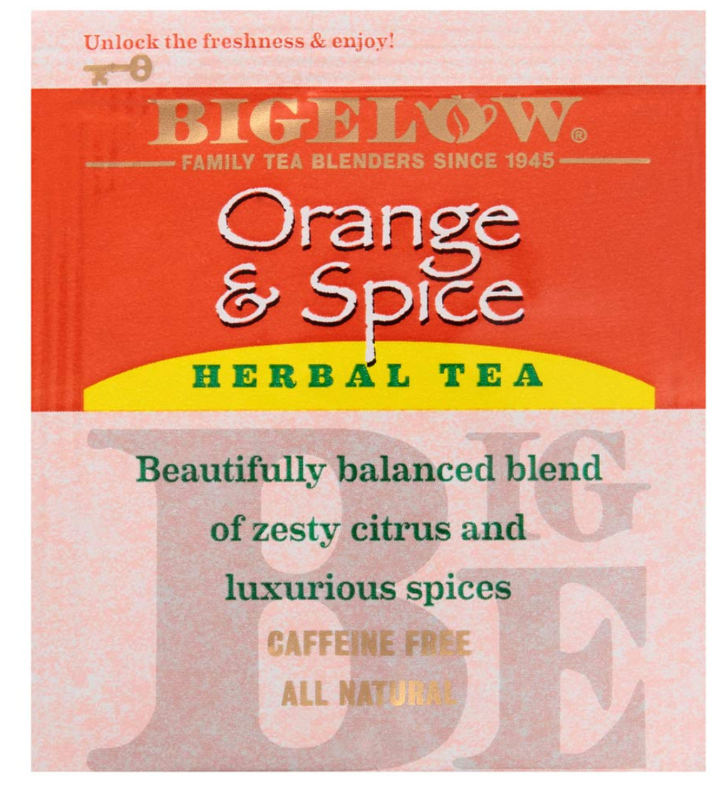 Bigelow Orange & Spice Herbal Tea 28-Count Box (Pack of 1) Caffeine-Free Soothin