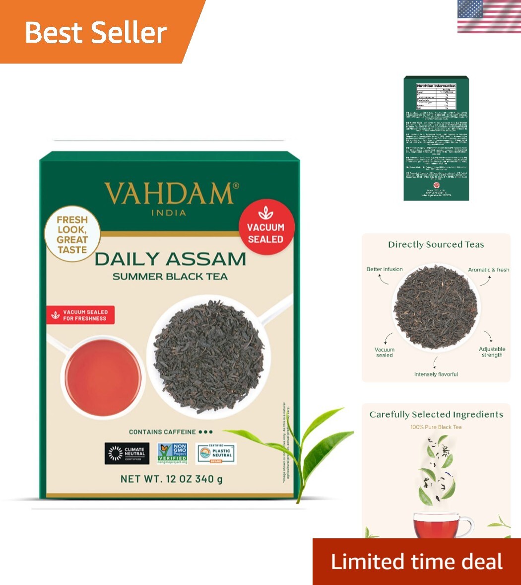 Strong and Malty Assam Black Tea 340g | Non-GMO, Gluten-Free, Over 170 Servings