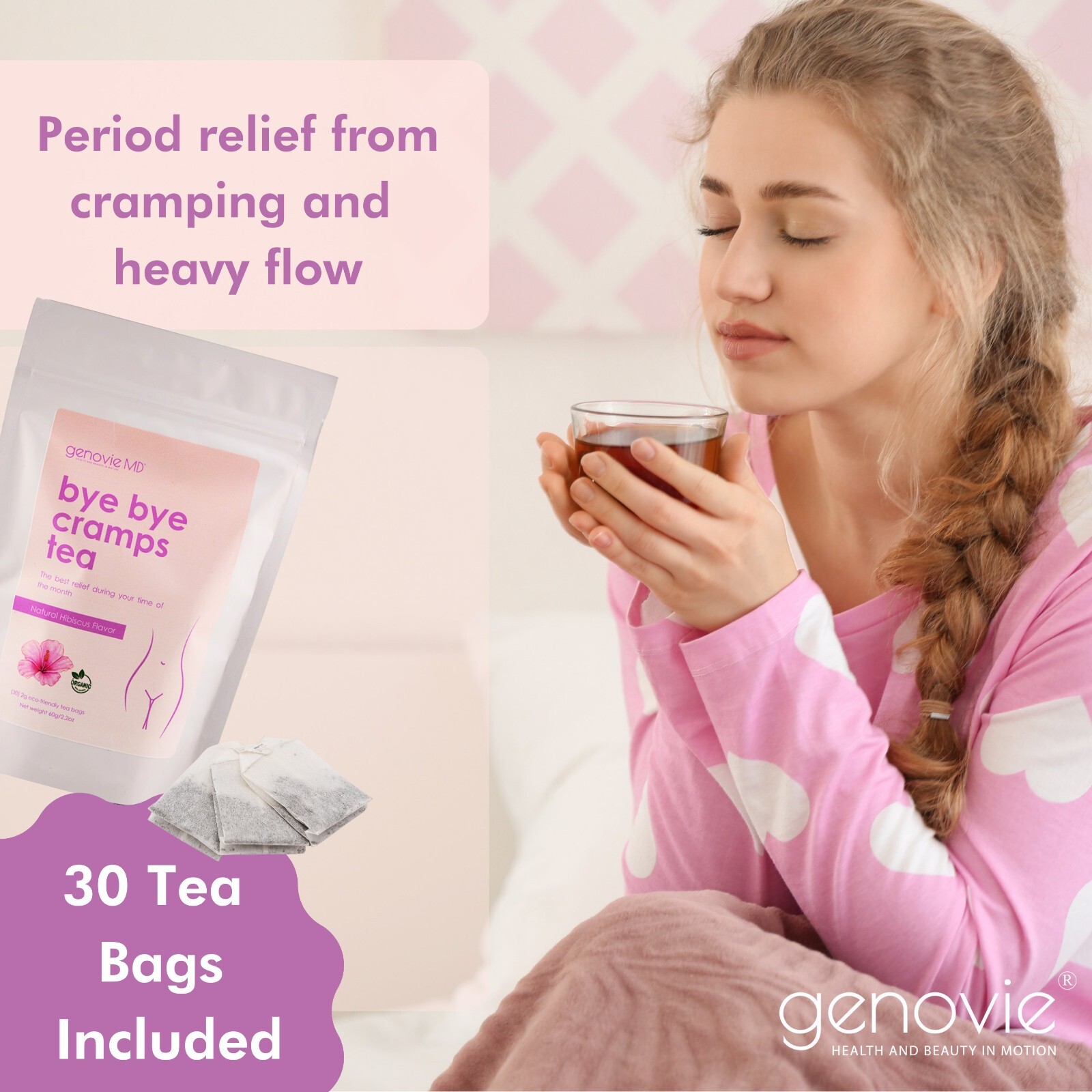 PMS Cramps Tea | 30 Tea Bags – Menstrual Relief Tea from Cramps and Bloating