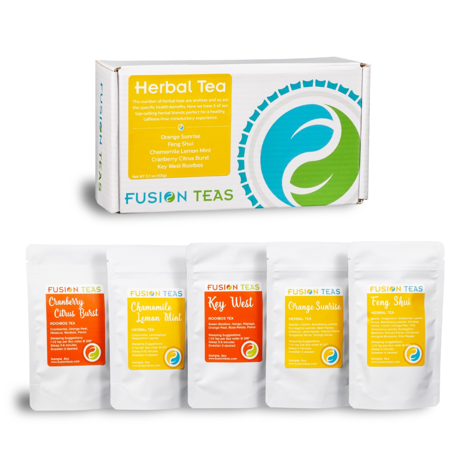 Herbal Tea Sampler – 5 Best Selling Loose Leaf Teas (Makes 40+ Cups) Fusion Teas